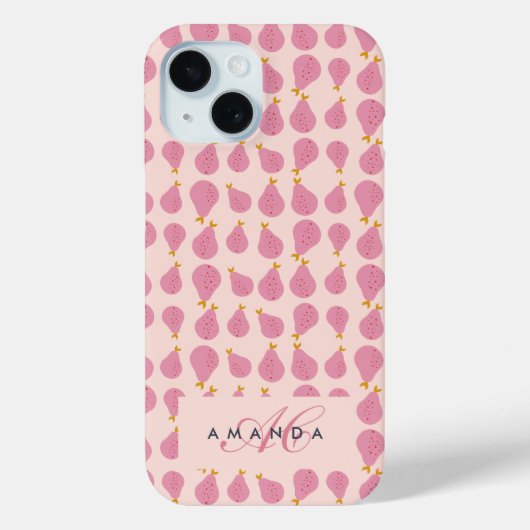 Niedlich Girly Feminine Birne Mit Monogramm Erstge Case-Mate iPhone Hülle (Rückseite)