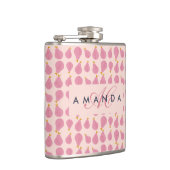 Niedlich Girly Feminine Birne Mit Monogramm Erstge Flachmann (Rechts)