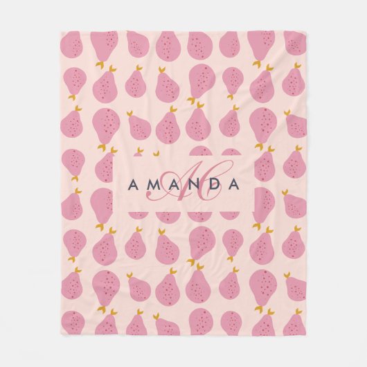 Niedlich Girly Feminine Birne Mit Monogramm Erstge Fleecedecke (Vorderseite)