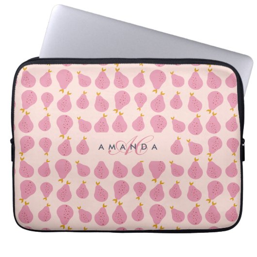 Niedlich Girly Feminine Birne Mit Monogramm Erstge Laptopschutzhülle (Vorderseite)