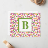 Niedlich Girly Floral Custom Mit Monogramm Initial Mitteilungskarte (Vorderseite/Rückseite Beispiel)