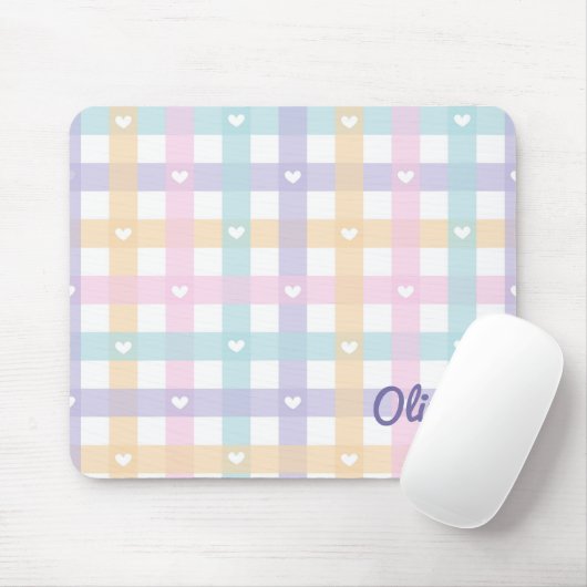 Niedlich Girly Gingham Kariert mit Herz Mousepad (Mit Mouse)
