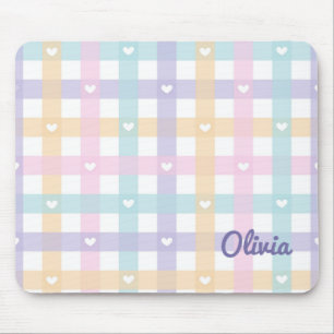 Niedlich Girly Gingham Kariert mit Herz Mousepad