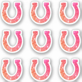 Niedlich Girly Glam Pink Glitzer Horseshoe Set Aufkleber