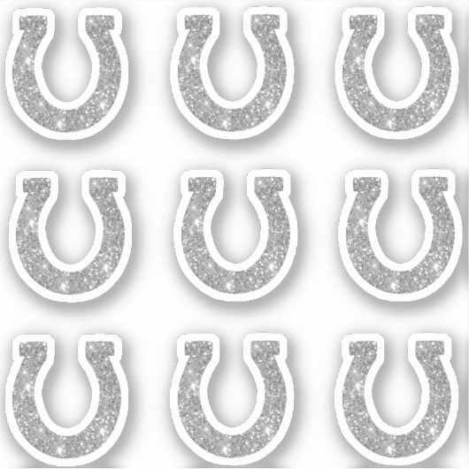 Niedlich Girly Glam Silver Glitzer Horseshoe Set Aufkleber (Vorderseite)