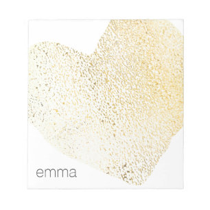 Niedlich Girly Gold Herzname Personalisierter Name Notizblock