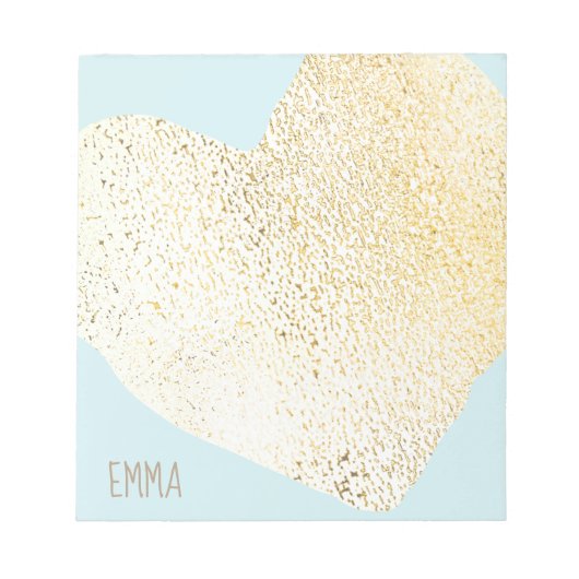 Niedlich Girly Gold Herzname Personalisierter Name Notizblock (Vorderseite)