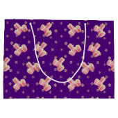 Niedlich Girly Gold Lila Pink Weihnachtsgeschenke Große Geschenktüte (Rückseite)