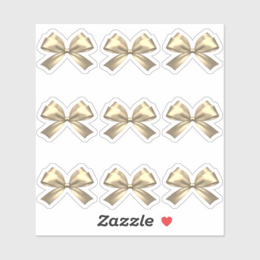 Niedlich Girly Gold Satin Ästhetischer Bow Aufkleber (Blatt)