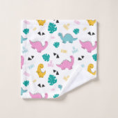 Niedlich Girly Hand gezeichnet Dinosaurier Muster Badhandtuch Set (Waschlappen)