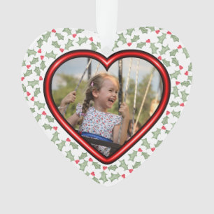 Niedlich Girly Heart Foto Holly Verlasse Weihnacht Ornament