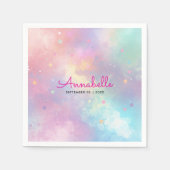 Niedlich Girly Holographic Pastel Sky Star Wasserc Serviette (Vorderseite)