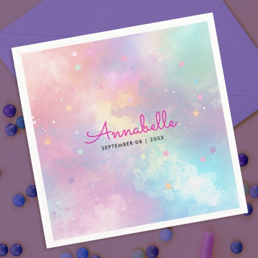 Niedlich Girly Holographic Pastel Sky Star Wasserc Serviette