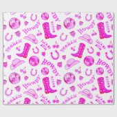 Niedlich Girly Hot Pink Disco Cowgirl Ästhetik Geschenkpapier (Flach)