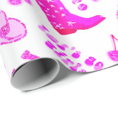 Niedlich Girly Hot Pink Disco Cowgirl Ästhetik Geschenkpapier (Rolleneckpunkt)
