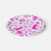 Niedlich Girly Hot Pink Disco Cowgirl Ästhetik Pappteller (Schrägansicht)
