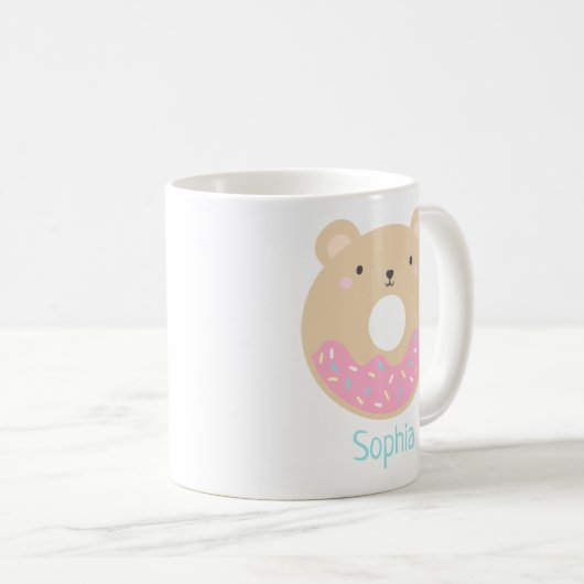 Niedlich Girly Kawaii Bear Donut Name Tasse (VorderseiteRechts)