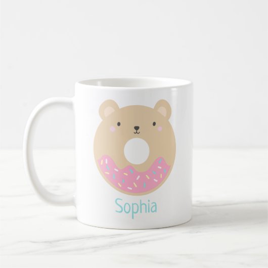 Niedlich Girly Kawaii Bear Donut Name Tasse (Links)