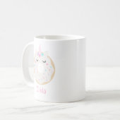 Niedlich Girly Kawaii Unicorn Donut Name Tasse (Vorderseite Links)
