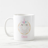 Niedlich Girly Kawaii Unicorn Donut Name Tasse (Links)