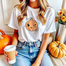 Niedlich Girly Kürbislaterne Pumpkin Face Tri-Blend Shirt