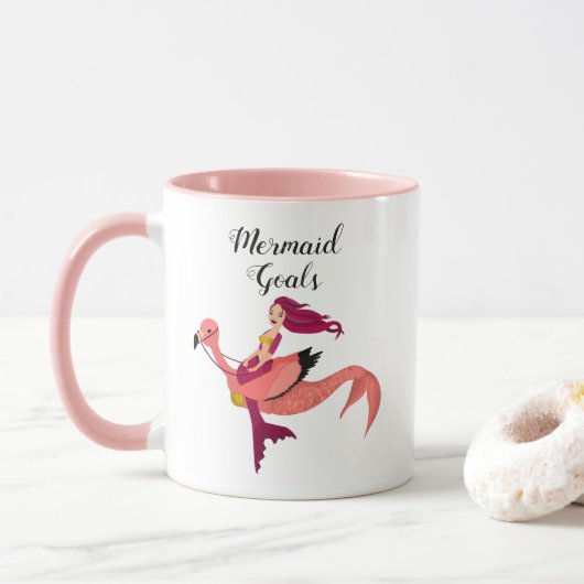 Niedlich Girly Lila Mermaid & Pink Mermingo Tasse (Mit Donut)