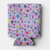 Niedlich Girly Lilac Bright Floral Pattern Dosenkühler (Vorderseite)
