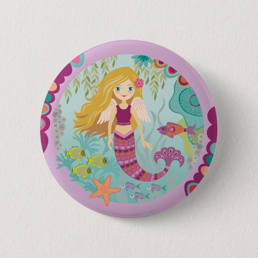 Niedlich Girly Mermaid Button (Vorderseite)