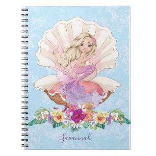 Niedlich Girly Mermaid Monogram Notizblock