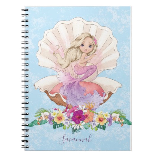 Niedlich Girly Mermaid Monogram Notizblock (Vorderseite)