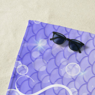 Niedlich Girly Mermaid Scales Bubbles Mit Monogram Strandtuch