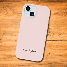 Niedlich Girly Minimal Light Pink Monogramm iPhone 15 Hülle