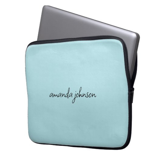 Niedlich Girly Modern Blue Monogram Cursive Full N Laptopschutzhülle (Vorderseite Links)