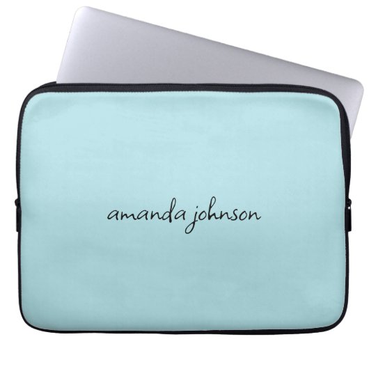 Niedlich Girly Modern Blue Monogram Cursive Full N Laptopschutzhülle (Vorderseite)