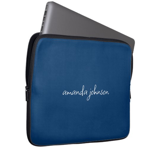 Niedlich Girly Modern Blue Monogram Cursive Full N Laptopschutzhülle (Vorne Rechts)