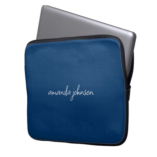 Niedlich Girly Modern Blue Monogram Cursive Full N Laptopschutzhülle (Vorderseite Links)
