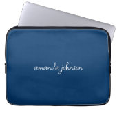 Niedlich Girly Modern Blue Monogram Cursive Full N Laptopschutzhülle (Vorderseite)