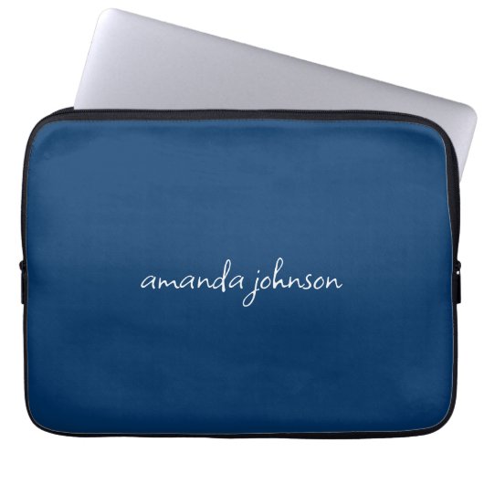 Niedlich Girly Modern Blue Monogram Cursive Full N Laptopschutzhülle (Vorderseite)