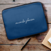 Niedlich Girly Modern Blue Monogram Cursive Full N Laptopschutzhülle