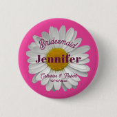 Niedlich Girly Modern Daisy Blume Hot Pink Button (Vorderseite)