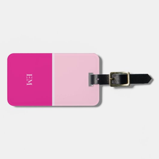 Niedlich Girly Modern Pink Mit Monogramm Initialen Gepäckanhänger (Vorderseite horizontal)