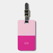 Niedlich Girly Modern Pink Mit Monogramm Initialen Gepäckanhänger (Vorderseite vertikal)
