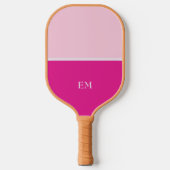 Niedlich Girly Modern Pink Mit Monogramm Initialen Pickleball Schläger (Vorderseite)