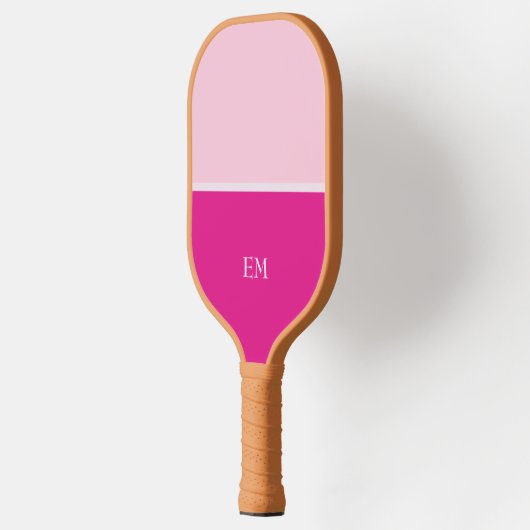 Niedlich Girly Modern Pink Mit Monogramm Initialen Pickleball Schläger (Links)