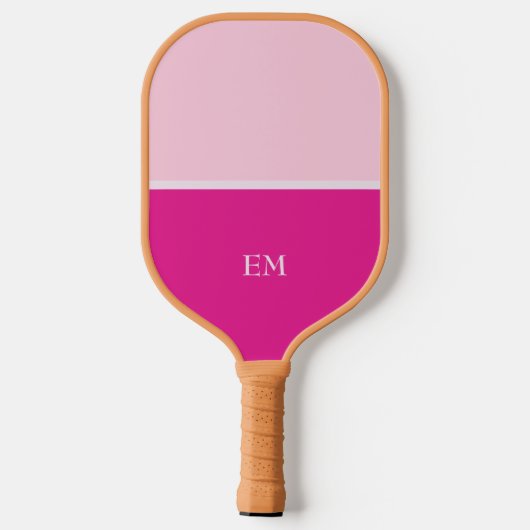 Niedlich Girly Modern Pink Mit Monogramm Initialen Pickleball Schläger (Rückseite)