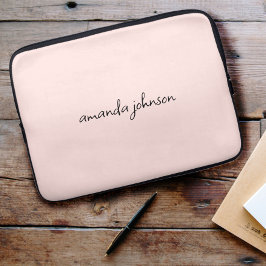 Niedlich Girly Modern Pink Monogram Cursive Full N Laptopschutzhülle