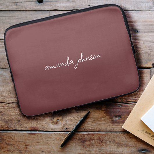 Niedlich Girly Modern Red Monogram Cursive Full Na Laptopschutzhülle