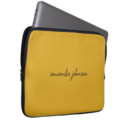 Niedlich Girly Modern Yellow Monogram Curry Name Laptopschutzhülle (Vorne Rechts)