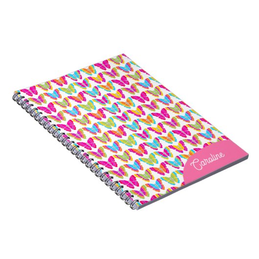 Niedlich Girly Multicolor Rainbow Butterfells Name Notizblock (Rechte Seite)