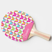 Niedlich Girly Multicolor Rainbow Butterfells Name Tischtennis Schläger (Seitenansicht)
